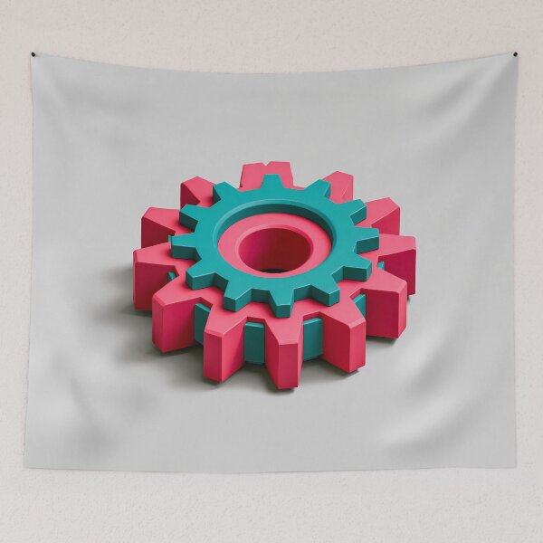 Item preview, Colorful 3D Gear Cog – Pink and Teal Mechanical Engineering Design designed and sold by FrostyFrisby.