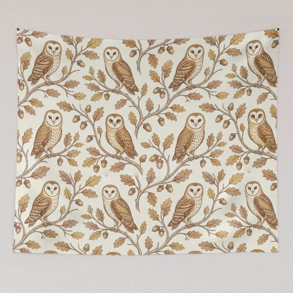 Item preview, Autumn Owls - Botanical Seamless Halloween Pattern designed and sold by inkaylindesign.