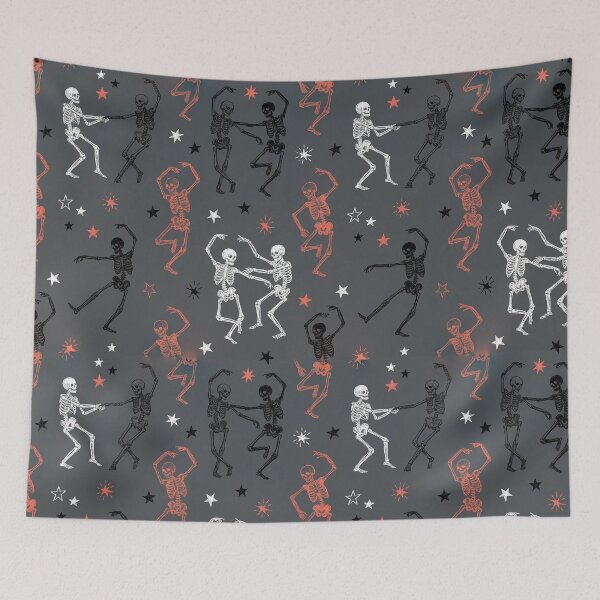 Item preview, Skeleton Dance - Hand Drawn Seamless Halloween Pattern designed and sold by inkaylindesign.