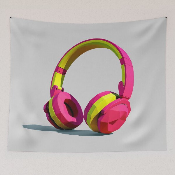 Item preview, Bold Neon Pink and Lime Green 3D Headphones designed and sold by FrostyFrisby.