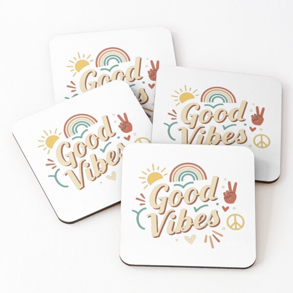 Item preview, Good Vibes Retro Hippie Peace Rainbow Typography designed and sold by CosmoMerchStore.