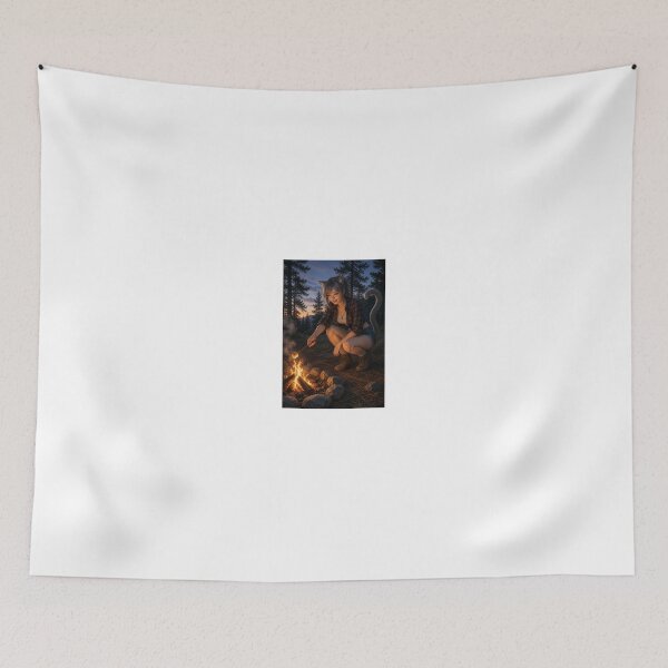 Item preview, Cat Girl Roasting Smores at Campfire designed and sold by CathryneDelamort.