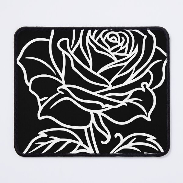 Item preview, Elegant White Rose Line Art on Black designed and sold by FrostyFrisby.