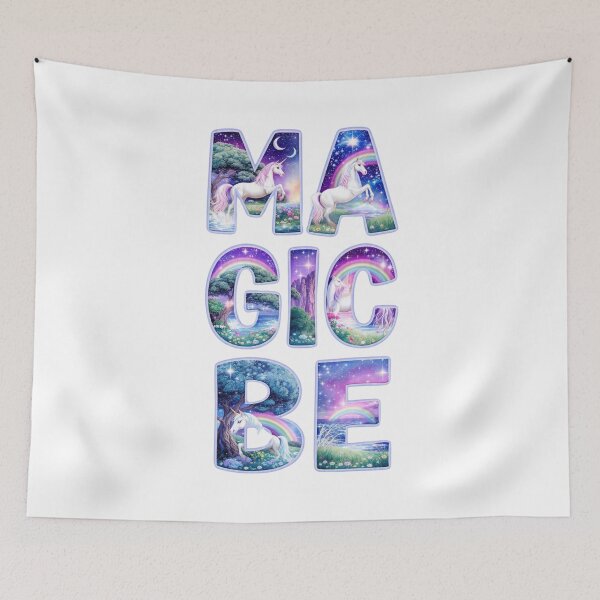 Item preview, Magic Unicorn Rainbow fantasy Starry Forest Typography  designed and sold by LC&LCPlatform.