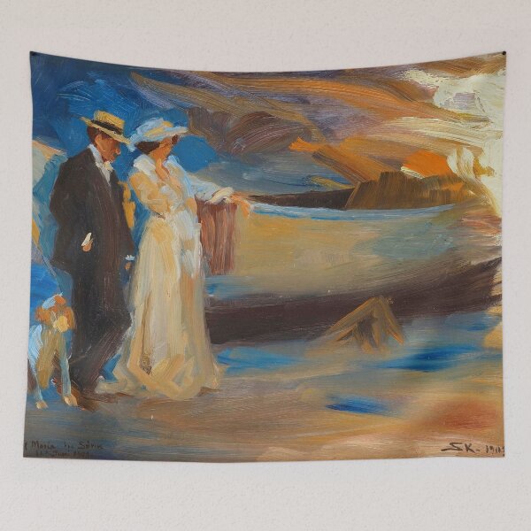 Item preview, Marie Krøyer and Hugo Alfvén, composition study for "Midsummer Eve Bonfire" portrait painting by Peder Severin Krøyer designed and sold by Jéanpaul  Ferro.