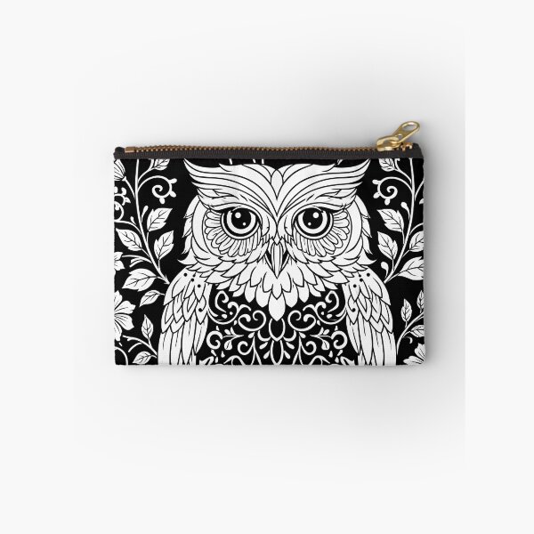 Item preview, Ornate Floral Owl – Intricate Black and White Botanical Design designed and sold by FrostyFrisby.
