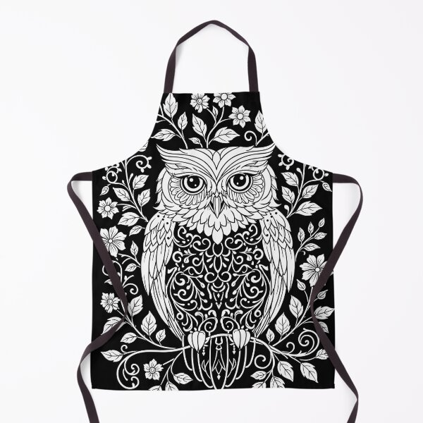 Item preview, Ornate Floral Owl – Intricate Black and White Botanical Design designed and sold by FrostyFrisby.
