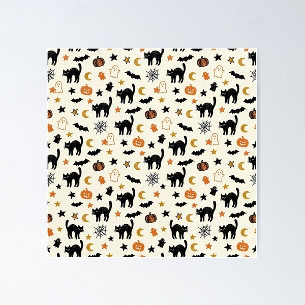 Item preview, Spooky Cats - Hand Drawn Seamless Halloween Pattern designed and sold by inkaylindesign.