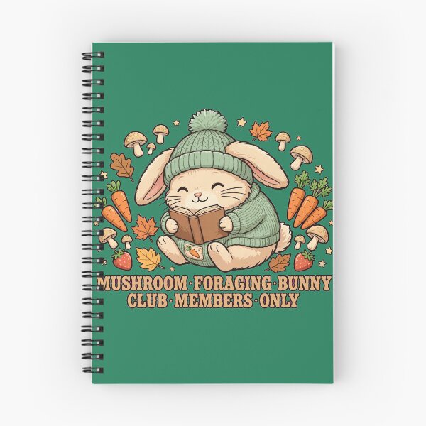 Item preview, Mushroom Foraging Bunny Club Members Only - Cute Bunny in Sweater Reading Book Cottagecore designed and sold by PrettyCrypt.
