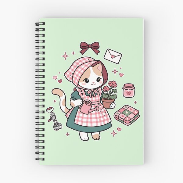 Item preview, Cozy Gardening Cat: Pink Gingham & Sweet Home designed and sold by CuteKats.