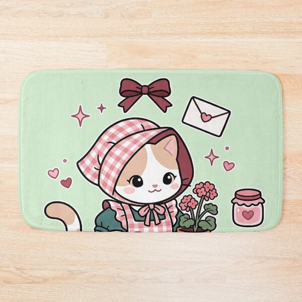 Item preview, Cozy Gardening Cat: Pink Gingham & Sweet Home designed and sold by CuteKats.