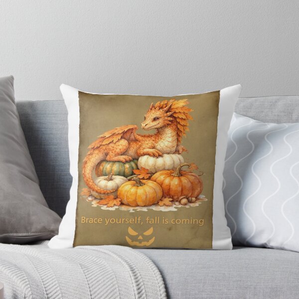 Item preview, Brace Yourself, Fall Is Coming - Cute Autumn Pumpkin Dragon designed and sold by Neurospicy Trolls.