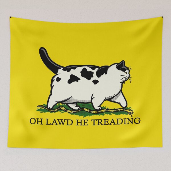 Item preview, Oh Lawd He Treading Chonky Cow Cat designed and sold by KilkennyCat Art.
