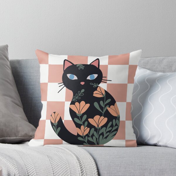 Item preview, Floral Black Cat – Retro Botanical Kitty designed and sold by Chubby cheeks.