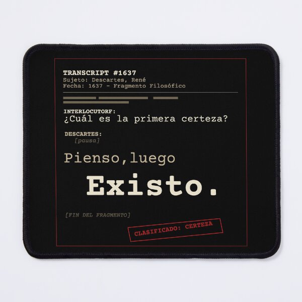 Item preview, I think, therefore I am. Descartes, dark transcript (Spanish) designed and sold by Will-to-Power.