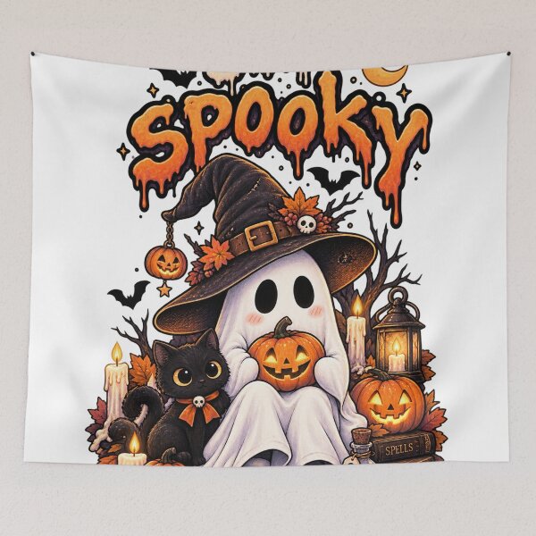 Item preview, Stay Spooky Halloween Ghost Witch Black Cat Pumpkin Cute Gothic designed and sold by TeikunShop.