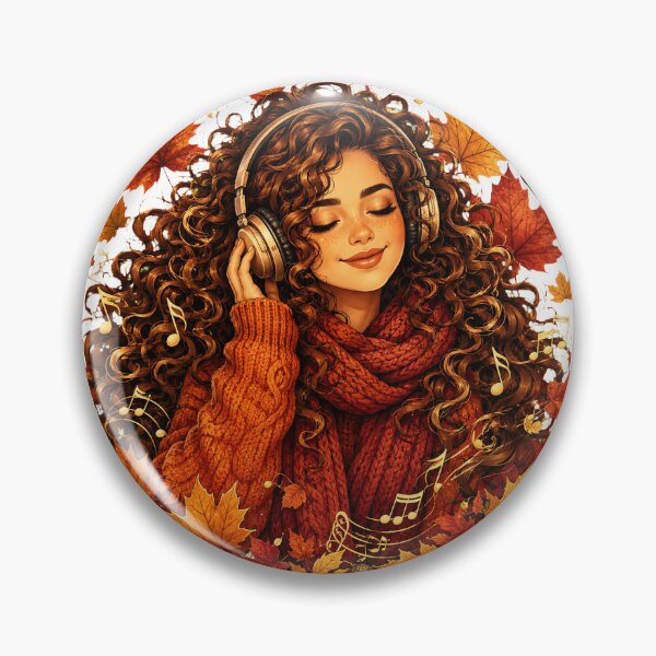 Item preview, Autumn Music Lover with Curly Hair designed and sold by Kolibra.