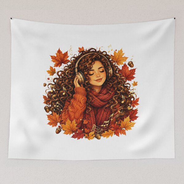 Item preview, Autumn Music Lover with Curly Hair designed and sold by Kolibra.