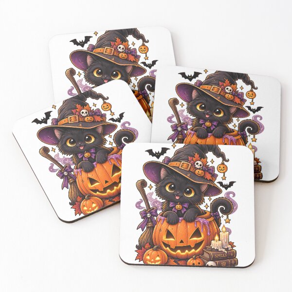 Item preview, Cute Black Cat Witch Halloween Pumpkin Spooky Magic Gothic Kitty designed and sold by TeikunShop.