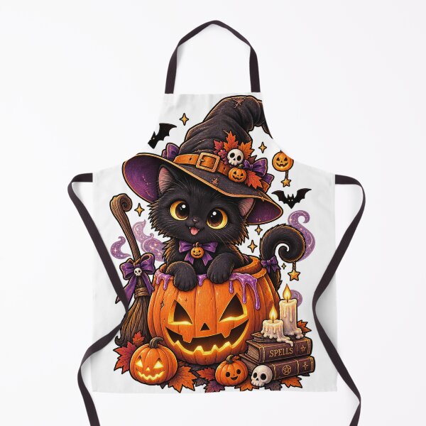 Item preview, Cute Black Cat Witch Halloween Pumpkin Spooky Magic Gothic Kitty designed and sold by TeikunShop.