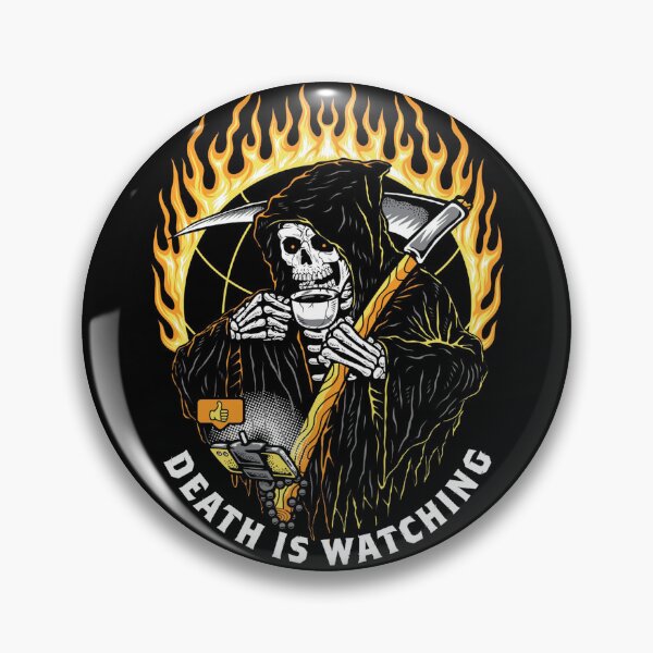 Item preview, Death is Watching Funny Grim Reaper Doom scrolling social media memento mori designed and sold by Reign Of Darkness.