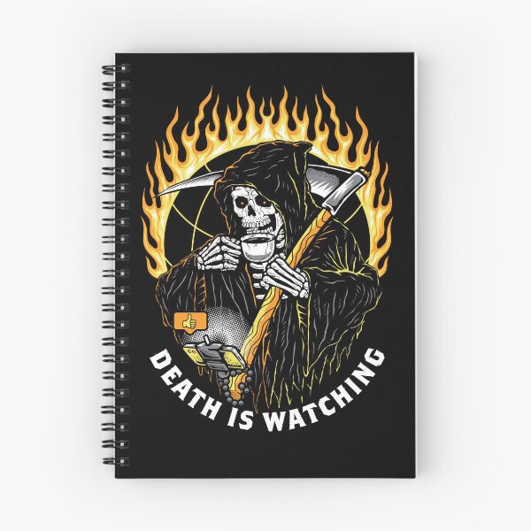 Item preview, Death is Watching Funny Grim Reaper Doom scrolling social media memento mori designed and sold by Reign Of Darkness.
