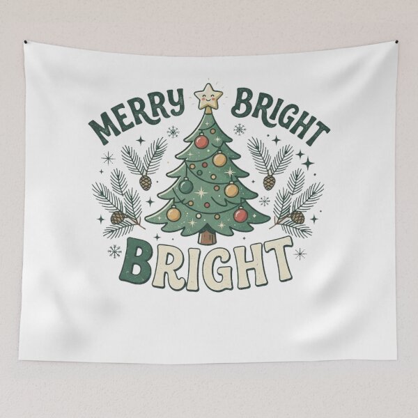 Item preview, Merry & Bright Vintage Christmas Tree Holiday Design designed and sold by LiviuGligoros.