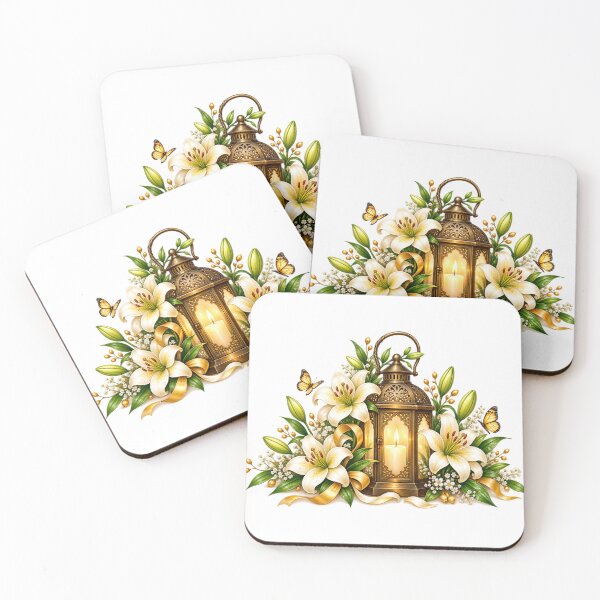 Item preview, Elegant Lily Floral Lantern Design – Golden Candle Butterfly Botanical Artwork designed and sold by Reshmakhan.
