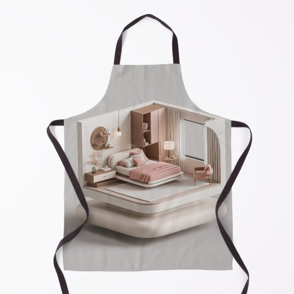 Item preview, Cozy Minimalist Bedroom Diorama – Modern Pink and Beige Interior designed and sold by FrostyFrisby.