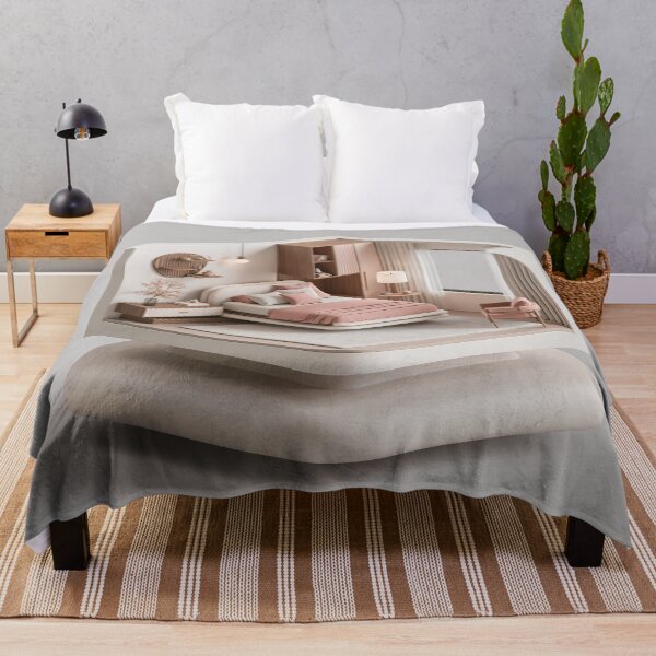 Item preview, Cozy Minimalist Bedroom Diorama – Modern Pink and Beige Interior designed and sold by FrostyFrisby.