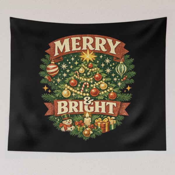 Item preview, Retro Merry And Bright Christmas Classic Holiday Gift designed and sold by LiviuGligoros.