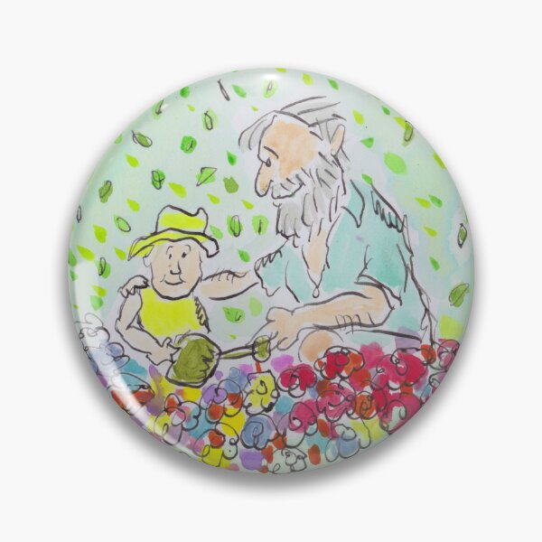 Item preview, Grandad gardening with grandchild designed and sold by Inky Fingers Illustrations.
