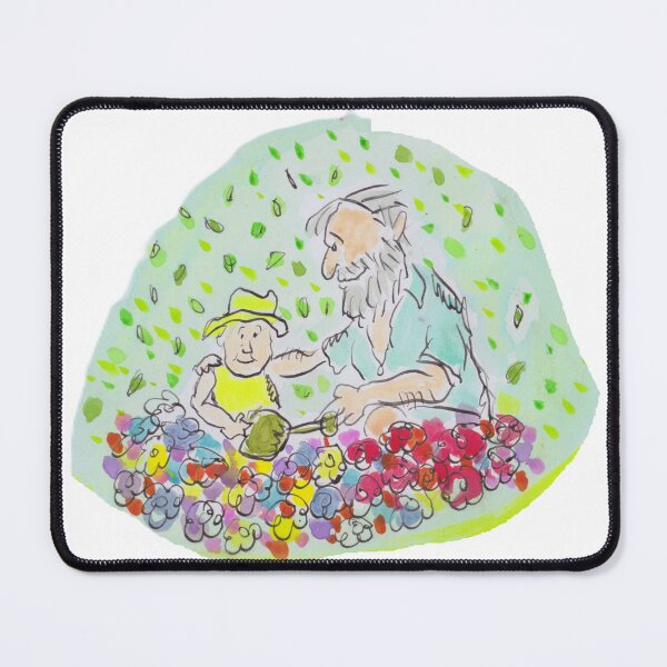 Item preview, Grandad gardening with grandchild designed and sold by Inky Fingers Illustrations.