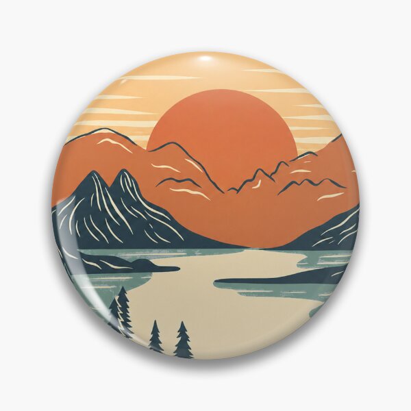 Item preview, Retro Mountain Sunset Lake – Vintage Nature Landscape designed and sold by Mavriboy.