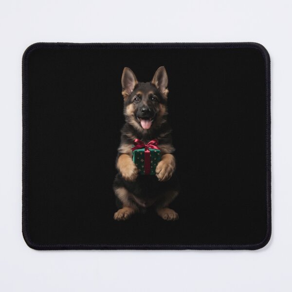Item preview, ​Cute German Shepherd Puppy Holding a Christmas Gift designed and sold by SilentFlower.