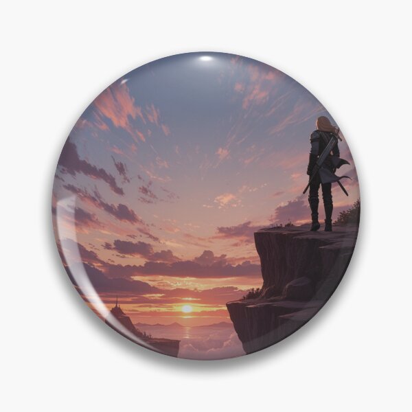 Item preview, Fantasy - Solitary Warrior, Epic Sunset over a Medieval Fantasy Realm designed and sold by AnimeShin.