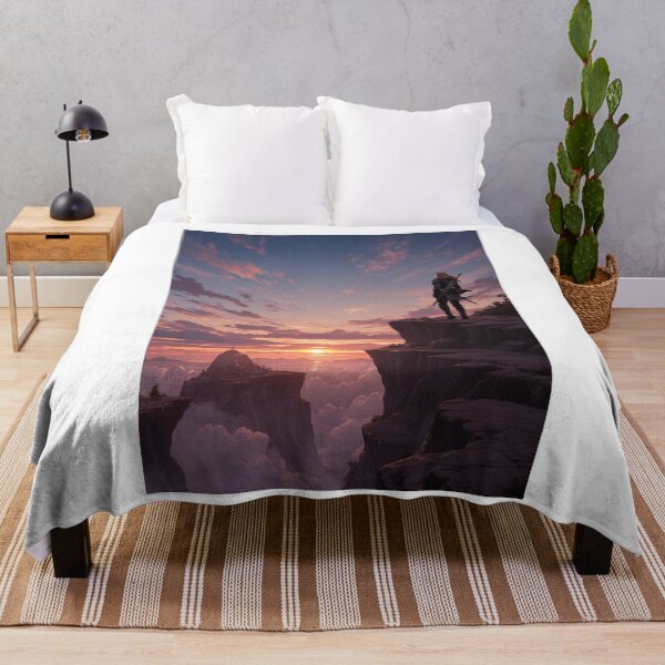 Item preview, Fantasy - Solitary Warrior, Epic Sunset over a Medieval Fantasy Realm designed and sold by AnimeShin.