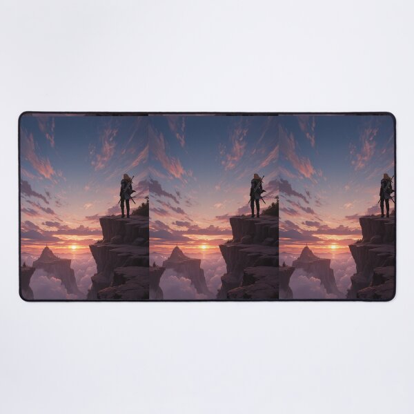 Item preview, Fantasy - Solitary Warrior, Epic Sunset over a Medieval Fantasy Realm designed and sold by AnimeShin.