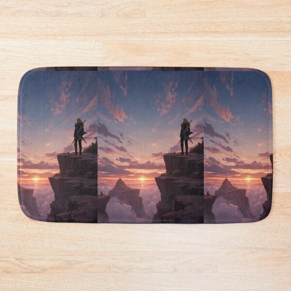 Item preview, Fantasy - Solitary Warrior, Epic Sunset over a Medieval Fantasy Realm designed and sold by AnimeShin.