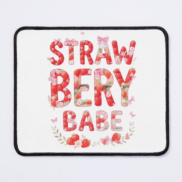 Item preview, Strawberry Babe Conquete Pink Bows Floral fruit Typography designed and sold by LC&LCPlatform.