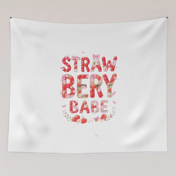 Item preview, Strawberry Babe Conquete Pink Bows Floral fruit Typography  designed and sold by LC&LCPlatform.