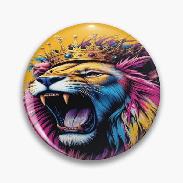 Item preview, The Urban King of Unleashed Colors, Roaring Royal Lion - Street Art with Golden Crown and Multicolored Paint Splashes designed and sold by RAYBIL.