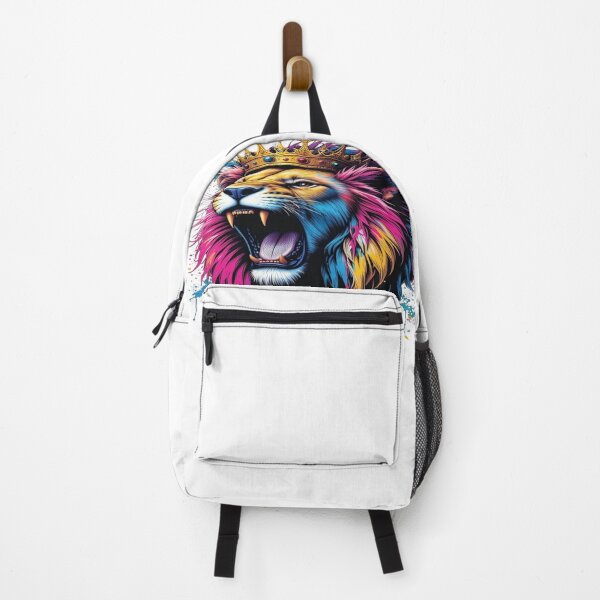 Item preview, The Urban King of Unleashed Colors, Roaring Royal Lion - Street Art with Golden Crown and Multicolored Paint Splashes designed and sold by RAYBIL.