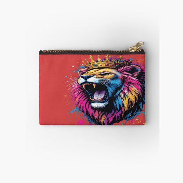 Item preview, The Urban King of Unleashed Colors, Roaring Royal Lion - Street Art with Golden Crown and Multicolored Paint Splashes designed and sold by RAYBIL.