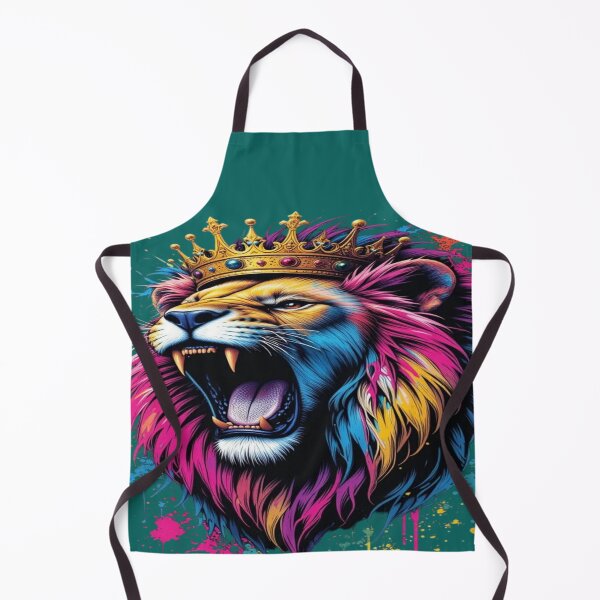 Item preview, The Urban King of Unleashed Colors, Roaring Royal Lion - Street Art with Golden Crown and Multicolored Paint Splashes designed and sold by RAYBIL.