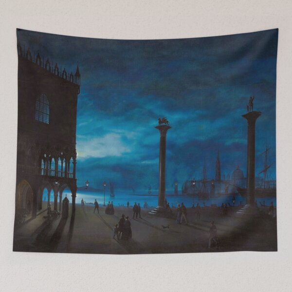 Item preview, Venice, night view featuring the Piazzetta San Marco and the Molo, with a view of the island of San Giorgio by Ippolito Caffi, designed and sold by Jéanpaul  Ferro.