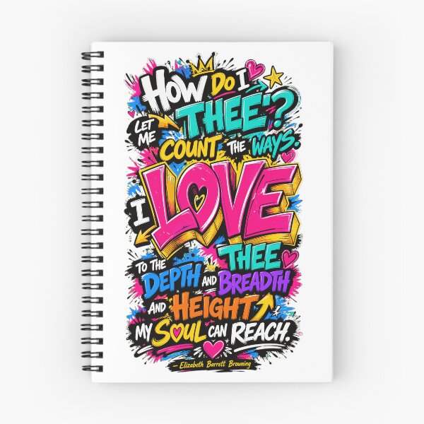 Item preview, How Do I Love Thee Elizabeth Barrett Browning Graffiti Art Quote designed and sold by CozyPaletteShop.