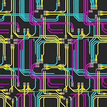 Artwork thumbnail, Ethernet Patch Cable RJ45 Seamless Tech Pattern Desk Mat by ThirdShiftLab
