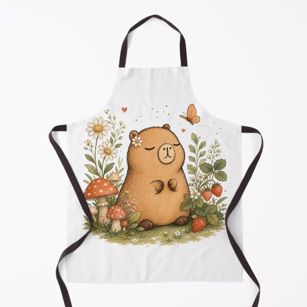 Item preview, Cute Capybara Cottagecore Garden Illustration designed and sold by ByTiti.