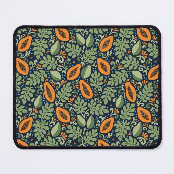 Item preview, Tropical Papaya Pattern – Polynesian Foliage on Navy Blue designed and sold by Tahitifaifai.